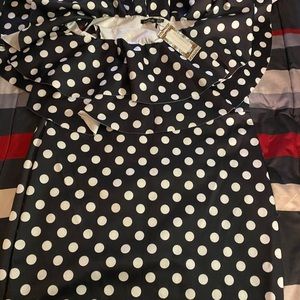 Brand New Boohoo: Plus Off Shoulder Polka Dot MIDI Dress Size 20.